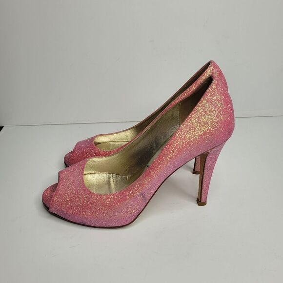 Butter London pink gold open peep toe stiletto party clubbing heels 7 - Picture 4 of 8